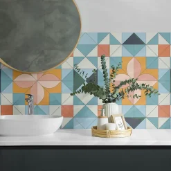 Wallfluent Panneau Mural TV 120x60 cm Géométrie Des Formes 1 pièce- Lambris Mural