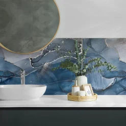 Wallfluent Panneau Mural TV 100x50 cm Motif Floral Avec Des Oiseaux 1 pièce- Lambris Mural