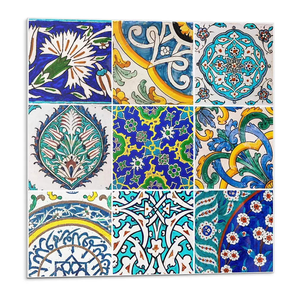 Wallfluent Panneau Mural TV 50x50 cm Motifs Céramiques En Mosaïque 4 pièces- Lambris Mural