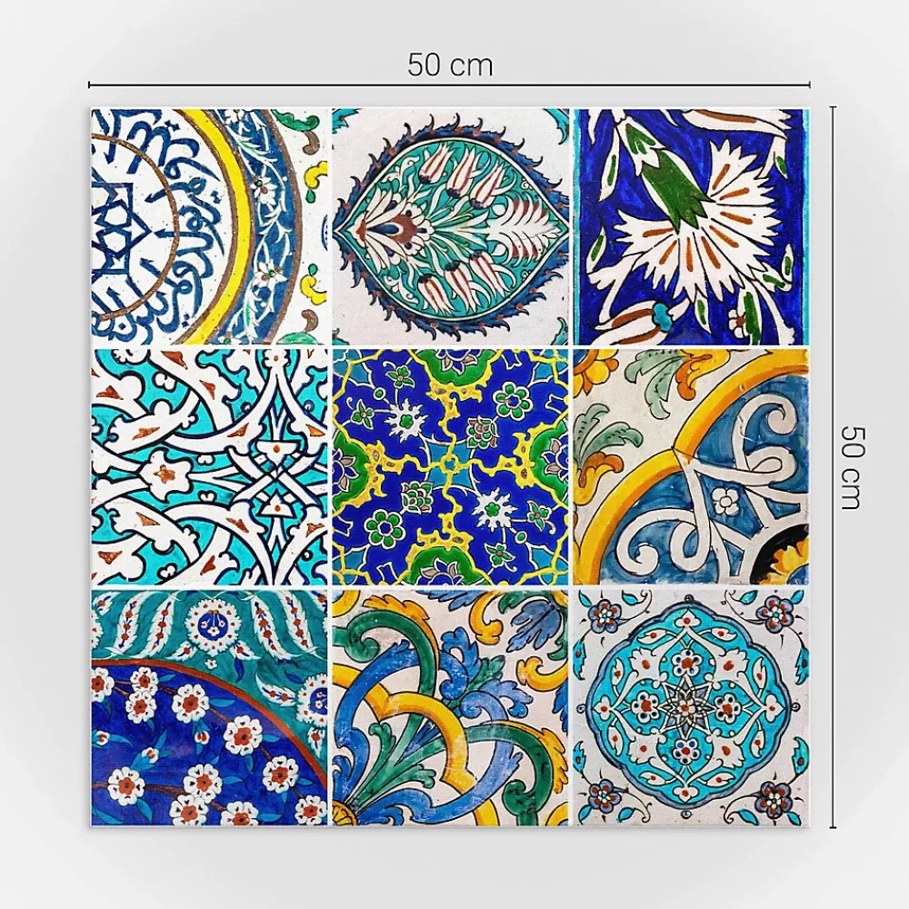 Wallfluent Panneau Mural TV 50x50 cm Motifs Céramiques En Mosaïque 4 pièces- Lambris Mural