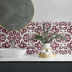 Wallfluent Panneau Mural TV 50x50 cm Motif Floral Avec Des Feuilles 4 pièces- Lambris Mural