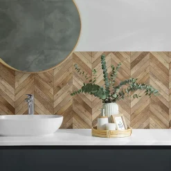 Wallfluent Panneau Mural 50x50 cm Motif En Chevrons Pour Le Bois 4 pièces- Lambris Mural