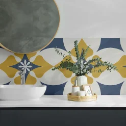 Wallfluent Panneau Mural 50x50 cm Motif Floral Symétrique 4 pièces- Lambris Mural