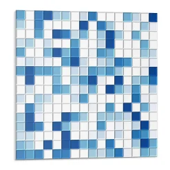 Wallfluent Panneau Mural 50x50 cm Mosaïque Dans Des Tons De Bleu 4 pièces- Lambris Mural