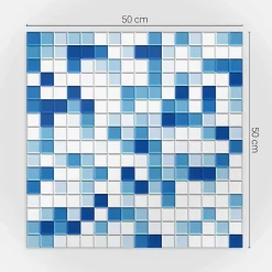 Wallfluent Panneau Mural 50x50 cm Mosaïque Dans Des Tons De Bleu 4 pièces- Lambris Mural