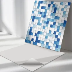 Wallfluent Panneau Mural 50x50 cm Mosaïque Dans Des Tons De Bleu 4 pièces- Lambris Mural