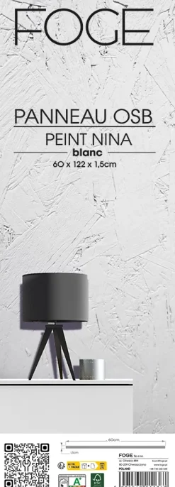 Foge Panneau Décoratif En Bois|Panneau Bois, Osb, Mdf<Panneau OSB-3 blanc 122 x 60 x 1,5 cm