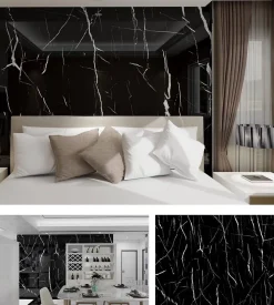 Wall Fashion Panneau PVC Adhésif Marbre Noir- Lambris Mural