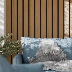 Radex Panneau tasseau décoratif Maya en MDF effet chêne 275X90CM ép.14mm- Panneau Tasseau Bois