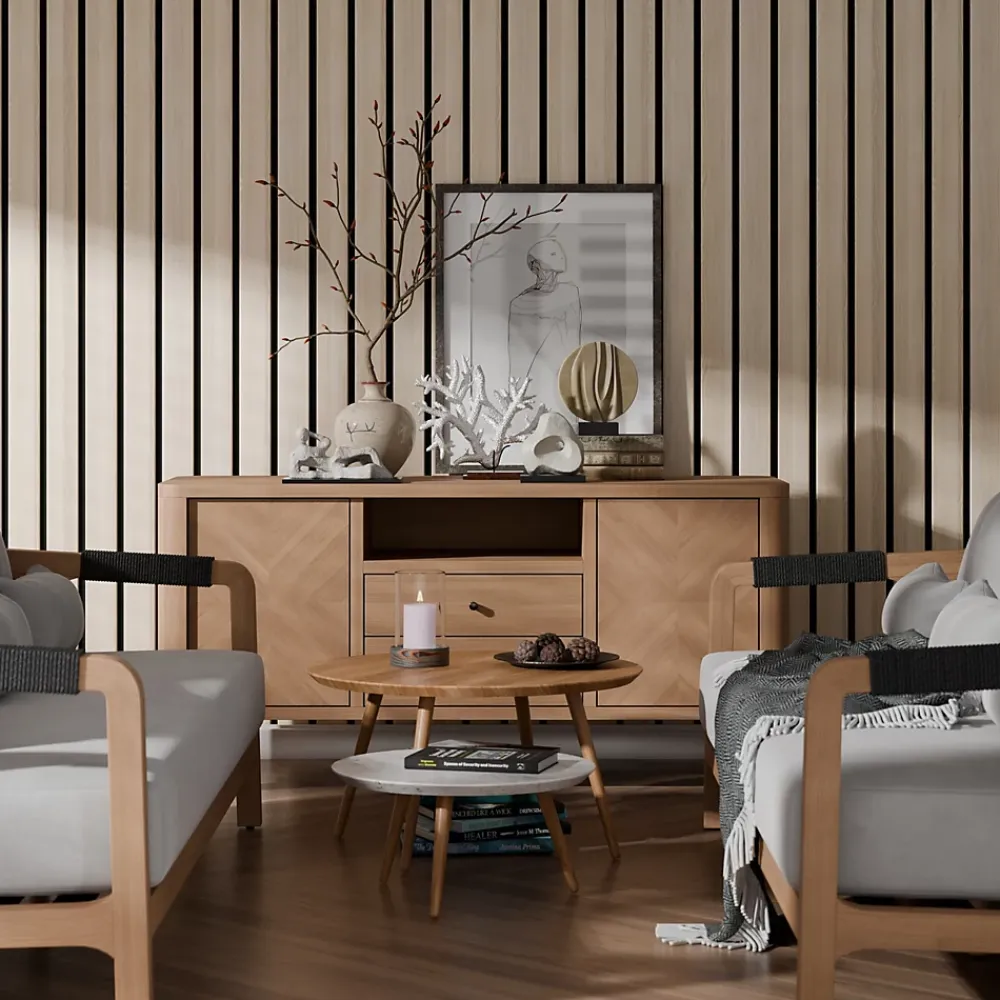 Radex Panneau tasseau décoratif Maya en MDF effet frêne 275X60CM ép.14mm- Panneau Tasseau Bois