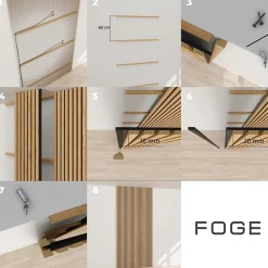 Panneau tasseau décoratif en MDF noir 90 x 280 cm- Panneau Tasseau Bois