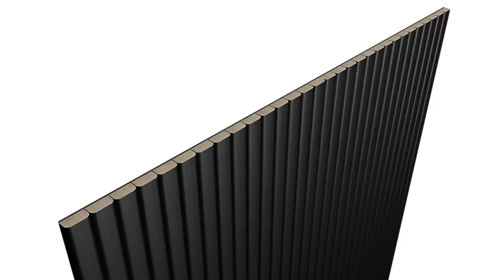 Radex Panneau tasseau flexible Ella 275x60 cm – Lamelles MDF finition noire sur tissu- Panneau Tasseau Bois
