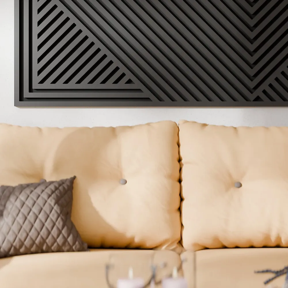 Radex Panneau Tasseau Bois|Panneau Décoratif En Bois<Panneau tasseau MDF Joy décor diagonal noir 240X90 cm