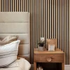 Vertigo Panneau tasseau mural acoustique décoratif en MDF - effet bois chêne clair, H.250 x l.30cm- Lambris Mural