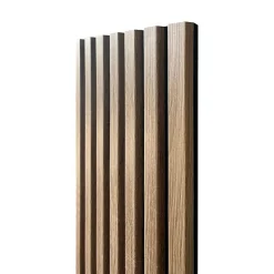 Vertigo Panneau tasseau mural acoustique décoratif en MDF - effet bois chêne clair, H.250 x l.30cm- Lambris Mural