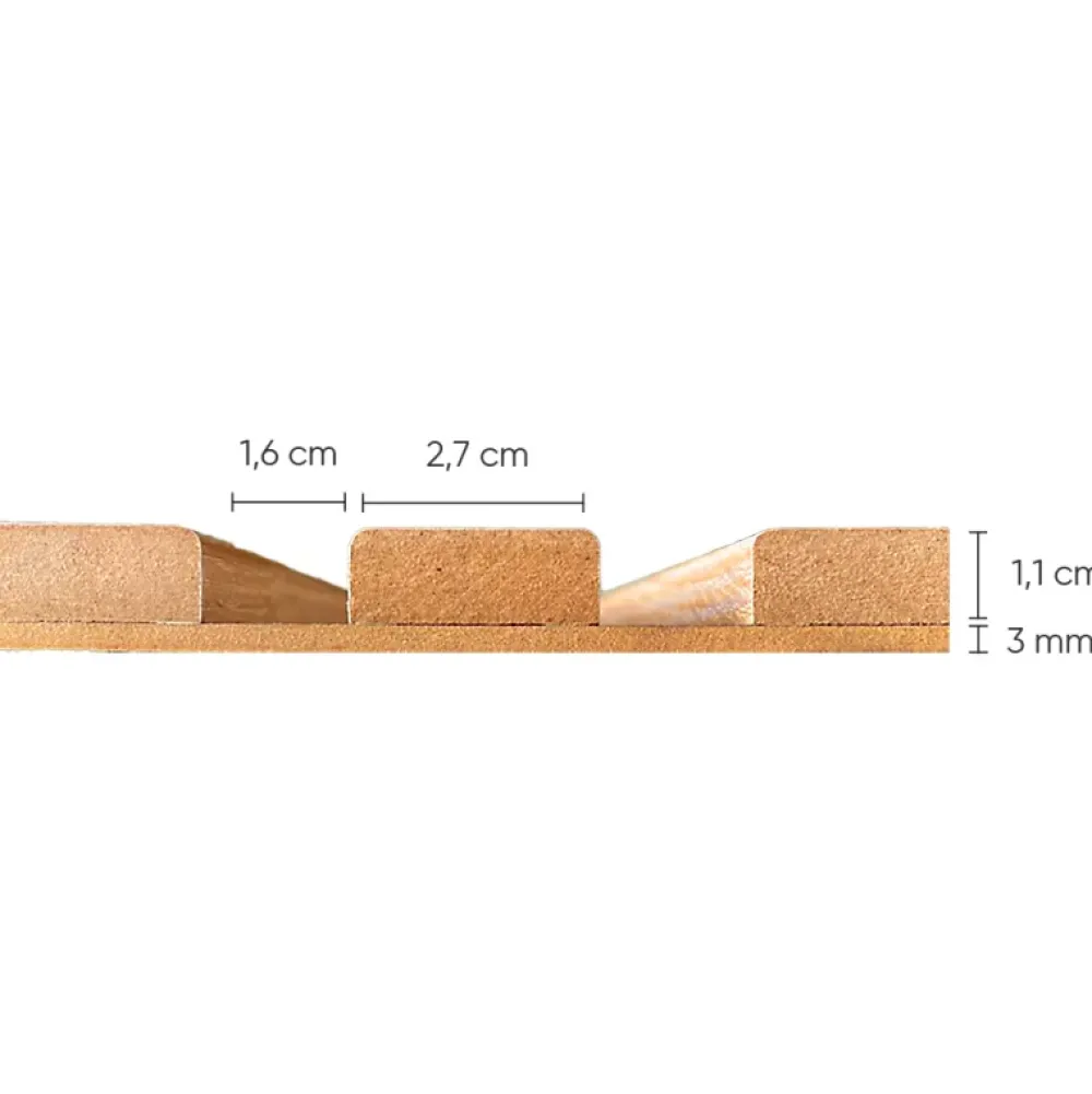 Decoon Panneau tasseaux bois 250 x 30 x 1,4 cm décor chêne / fond rigide noir - 0,75m²- Panneau Tasseau Bois
