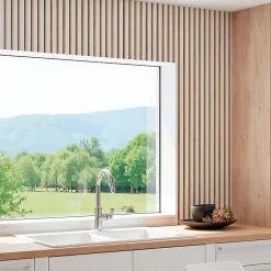 Decoon Panneau tasseaux bois 250 x 30 x 1,4 cm décor blanc / fond rigide chêne - 0,75m²- Panneau Tasseau Bois