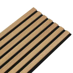 Decoon Panneau tasseaux bois 120 x 30 x 1cm - Lamelles chêne doré véritable fond noir - 0,36m²- Panneau Tasseau Bois