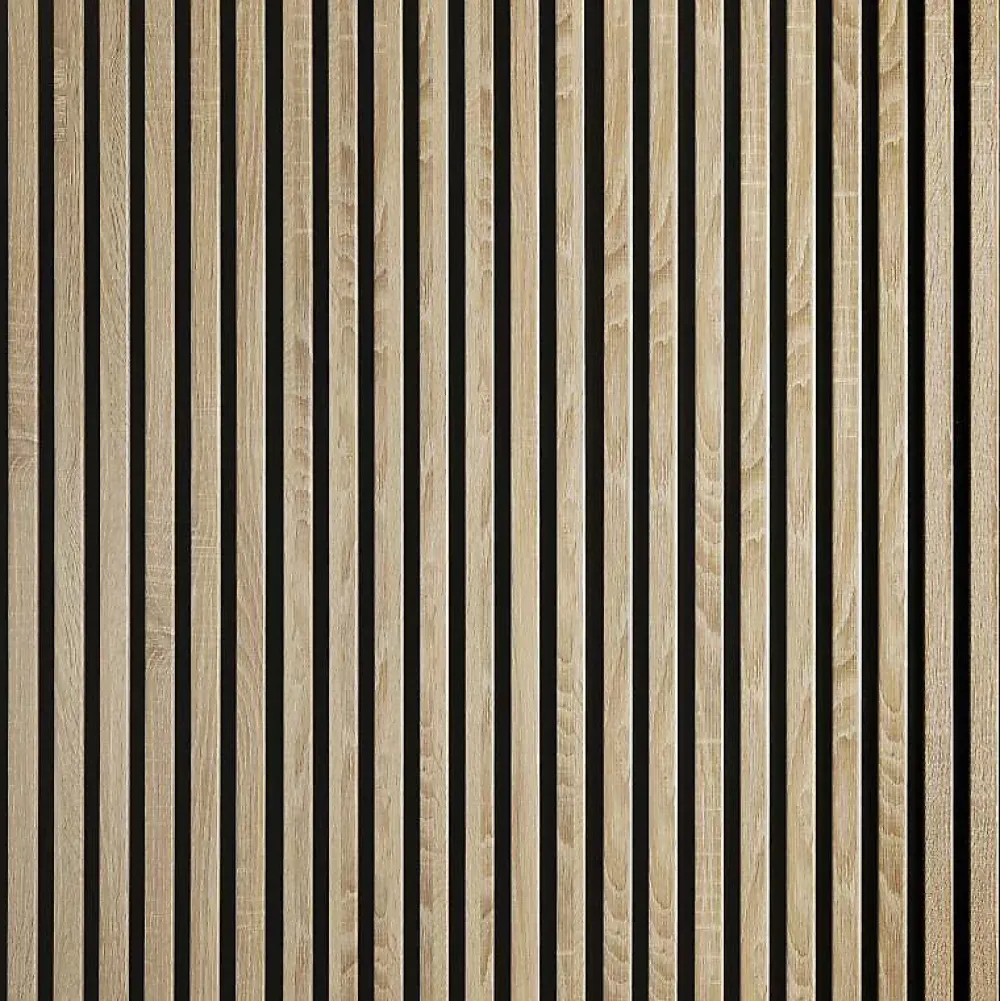 Decoon Panneau tasseaux bois 250 x 30 x 1,9 cm - décor chêne clair fond noir - 0,75m²- Panneau Tasseau Bois