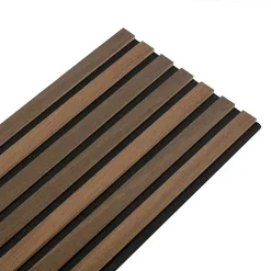Decoon Panneau tasseaux bois 120 x 30 x 1cm - Lamelles chêne foncé véritable fond noir - 0,36m²- Panneau Tasseau Bois