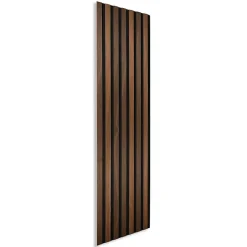Decoon Panneau tasseaux bois 120 x 30 x 1cm - Lamelles chêne foncé véritable fond noir - 0,36m²- Panneau Tasseau Bois