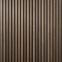 Decoon Panneau tasseaux bois 120 x 30 x 1cm - Lamelles chêne foncé véritable fond noir - 0,36m²- Panneau Tasseau Bois