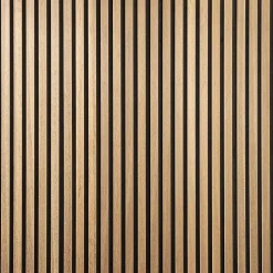 Decoon Panneau tasseaux bois 250 x 30 x 1cm - Lamelles chêne doré véritable fond noir - 0,75m²- Panneau Tasseau Bois