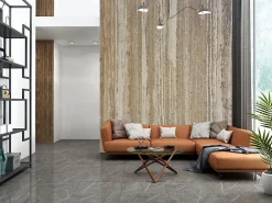 Stone Evolution Panneau 2500x1200x25 mm en véritable Travertin strié sur composite à chants nus- Panneau Mural De Salle De Bains