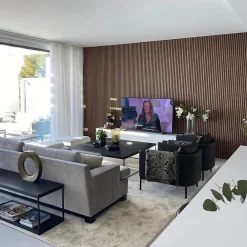 Kosmi Panneaux Acoustiques Décoratifs en MDF Lot de 4, Noyer, 240x60cm- Panneau Tasseau Bois