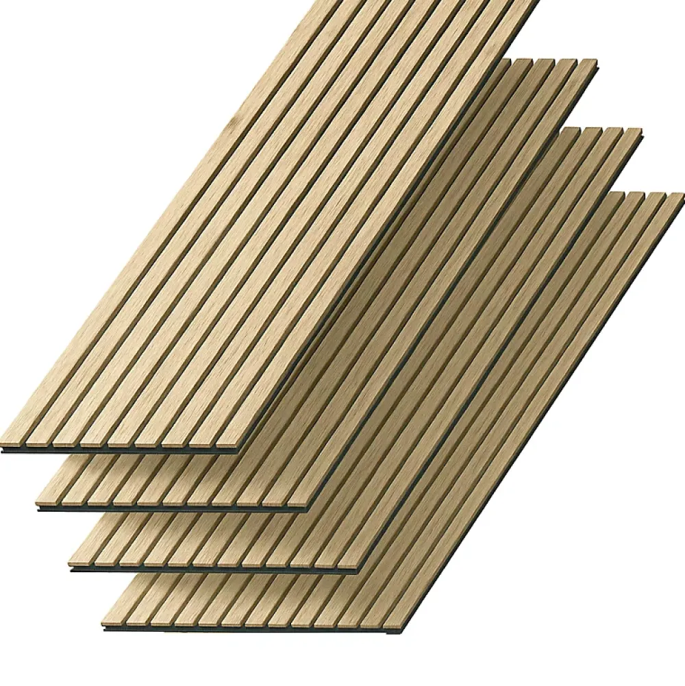 Kosmi Panneaux Acoustiques Décoratifs en MDF Lot de 4, Chêne Blanc, 240x60cm- Panneau Tasseau Bois