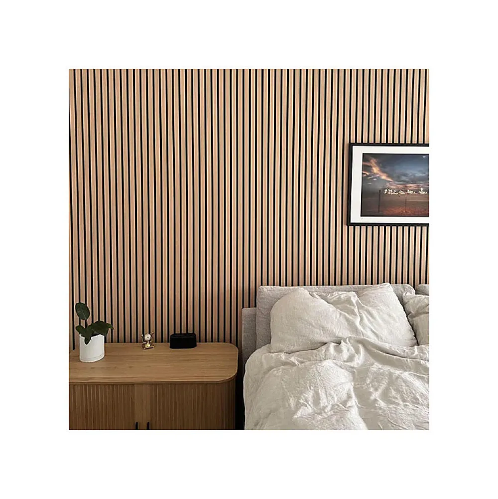 Kosmi Panneaux Acoustiques Décoratifs en MDF Lot de 4, Chêne Blanc, 240x60cm- Panneau Tasseau Bois