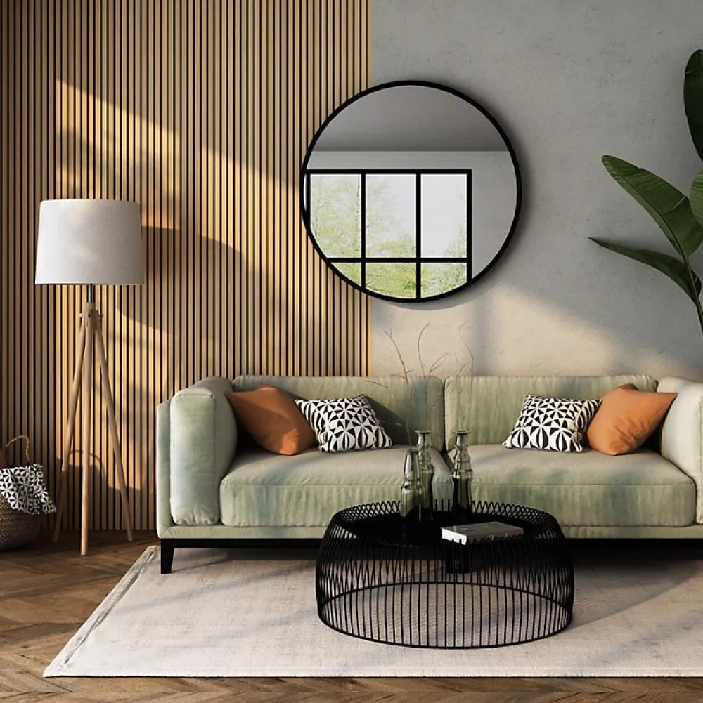 Kosmi Panneaux Acoustiques Décoratifs en MDF Lot de 4, Chêne Blanc, 240x60cm- Panneau Tasseau Bois