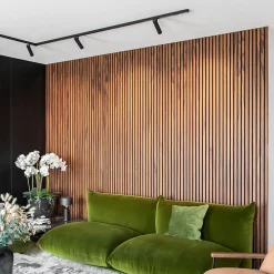 Kosmi Panneaux Acoustiques Décoratifs en MDF Lot de 4, Teck, 240x60cm- Panneau Tasseau Bois