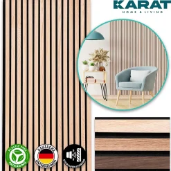 Floordirekt Panneaux acoustiques en aspect bois, 1 Pièce, 118 x 60 cm, White Oak- Panneau Décoratif En Bois