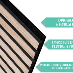 Floordirekt Panneaux acoustiques en aspect bois, 1 Pièce, 118 x 60 cm, White Oak- Panneau Décoratif En Bois