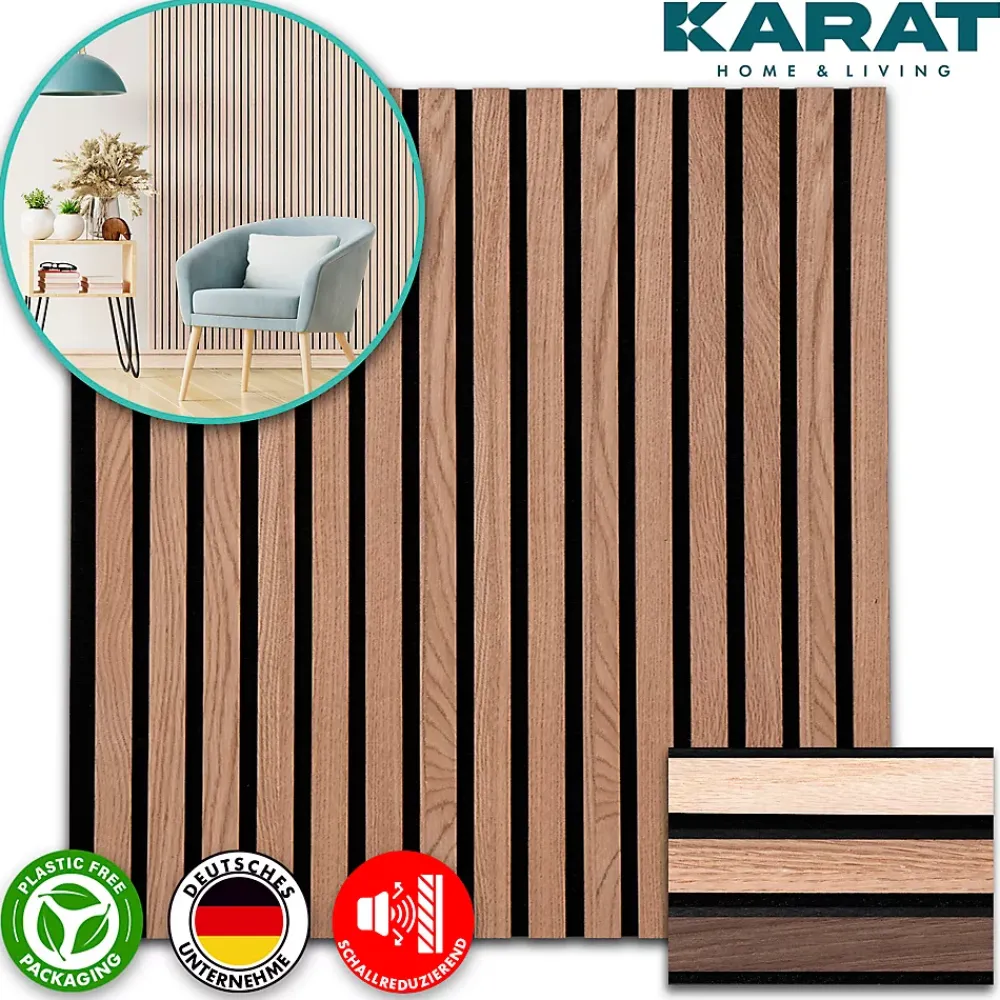 Floordirekt Panneau Décoratif En Bois<Panneaux acoustiques en aspect bois, 1 Pièce, 60 x 60 cm, Red Oak