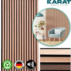 Floordirekt Panneaux acoustiques en aspect bois, 1 Pièce, 118 x 60 cm, Red Oak- Panneau Décoratif En Bois