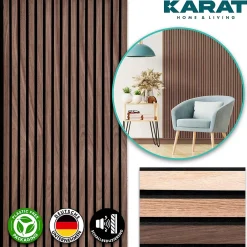 Floordirekt Panneaux acoustiques en aspect bois, 1 Pièce, 118 x 60 cm, Black Walnut- Panneau Décoratif En Bois