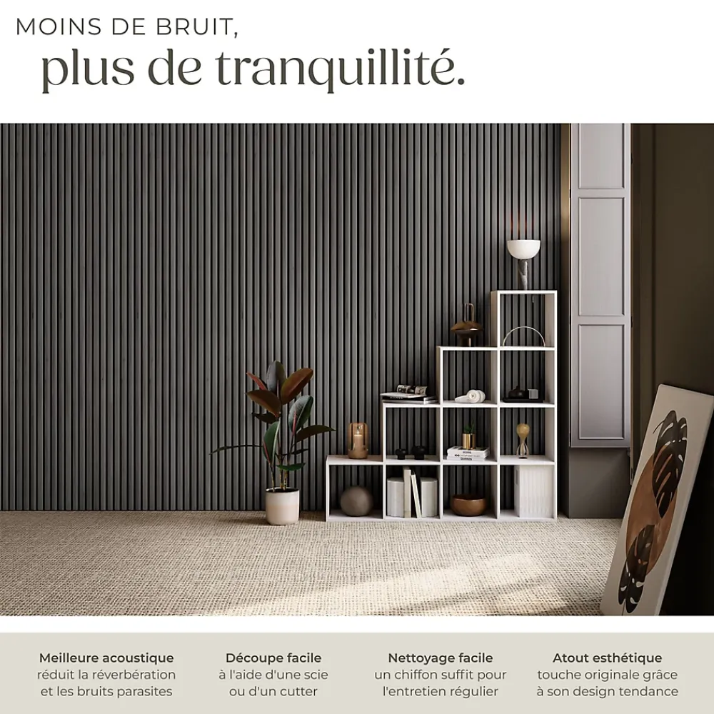 Tectake Panneau Tasseau Bois<Panneaux acoustiques modernes aspect bois en MDF 120 x 60 x 2,1 cm