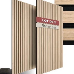 Tectake Panneaux acoustiques modernes aspect bois en MDF 120 x 60 x 2,1 cm- Panneau Tasseau Bois