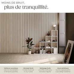 Tectake Panneaux acoustiques modernes aspect bois en MDF 120 x 60 x 2,1 cm- Panneau Tasseau Bois