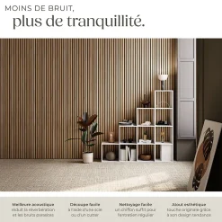 Tectake Panneau Tasseau Bois<Panneaux acoustiques modernes aspect bois en MDF 120 x 60 x 2,1 cm
