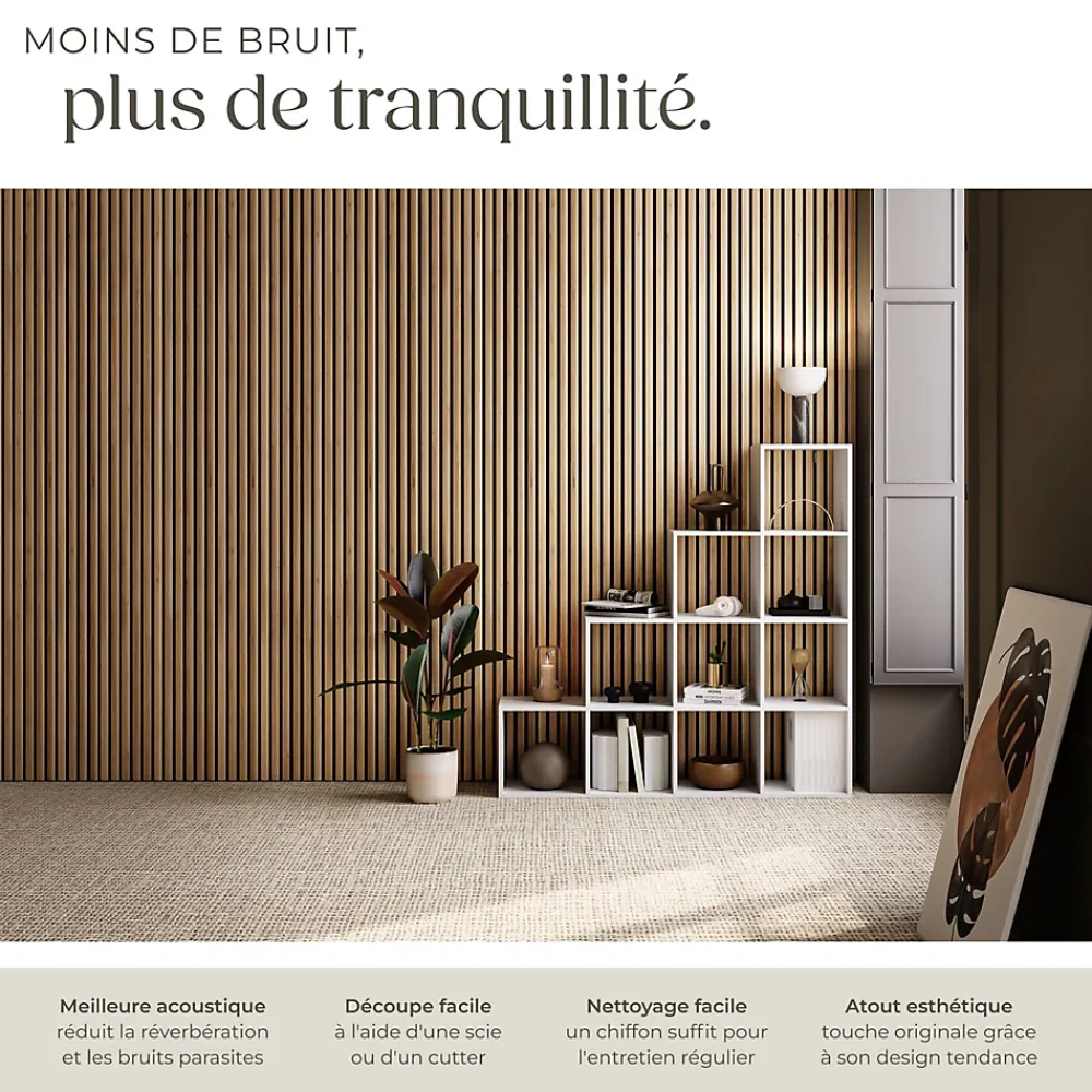 Tectake Panneau Tasseau Bois<Panneaux acoustiques modernes aspect bois en MDF 120 x 60 x 2,1 cm