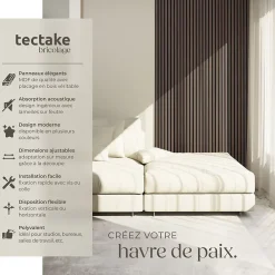 Tectake Panneau Tasseau Bois<Panneaux acoustiques modernes aspect bois en MDF 120 x 60 x 2,1 cm