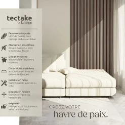 Tectake Panneaux acoustiques modernes aspect bois en MDF 120 x 60 x 2,1 cm- Panneau Tasseau Bois
