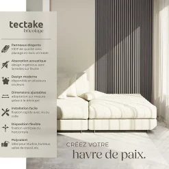 Tectake Panneaux acoustiques modernes aspect bois en MDF 120 x 60 x 2,1 cm- Panneau Tasseau Bois