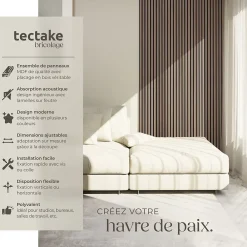 Tectake Panneau Tasseau Bois<Panneaux acoustiques modernes aspect bois en MDF 120 x 60 x 2,1 cm