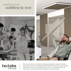 Tectake Panneau Tasseau Bois<Panneaux acoustiques modernes aspect bois en MDF 120 x 60 x 2,1 cm