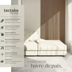 Tectake Panneaux acoustiques modernes aspect bois en MDF 120 x 60 x 2,1 cm- Panneau Tasseau Bois