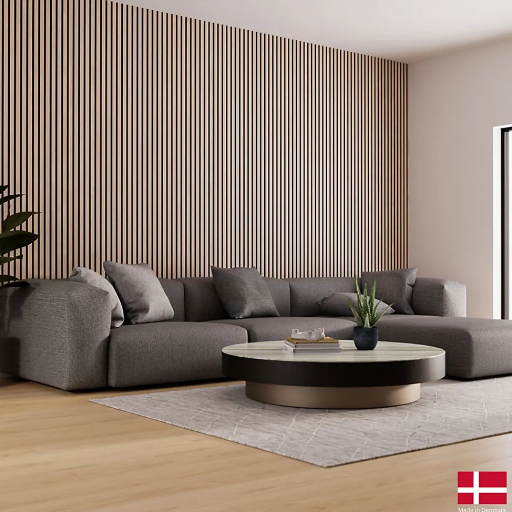 Nordic Acoustics Panneau Tasseau Bois<Panneaux acoustiques PREMIUM en placage bois chene naturel sur MDF noir 240x60 cm
